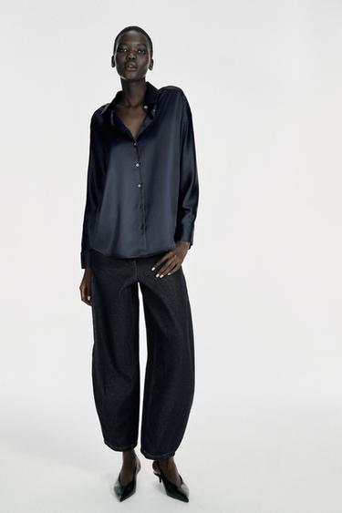 CAMISA SATINADA - Marino de Zara