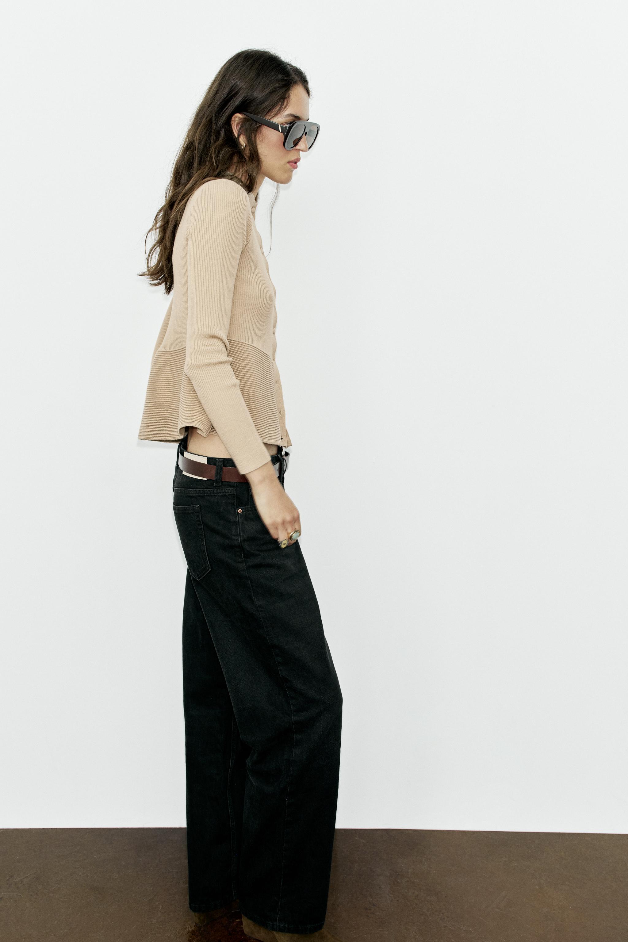RIB KNIT COVERED BUTTON CARDIGAN