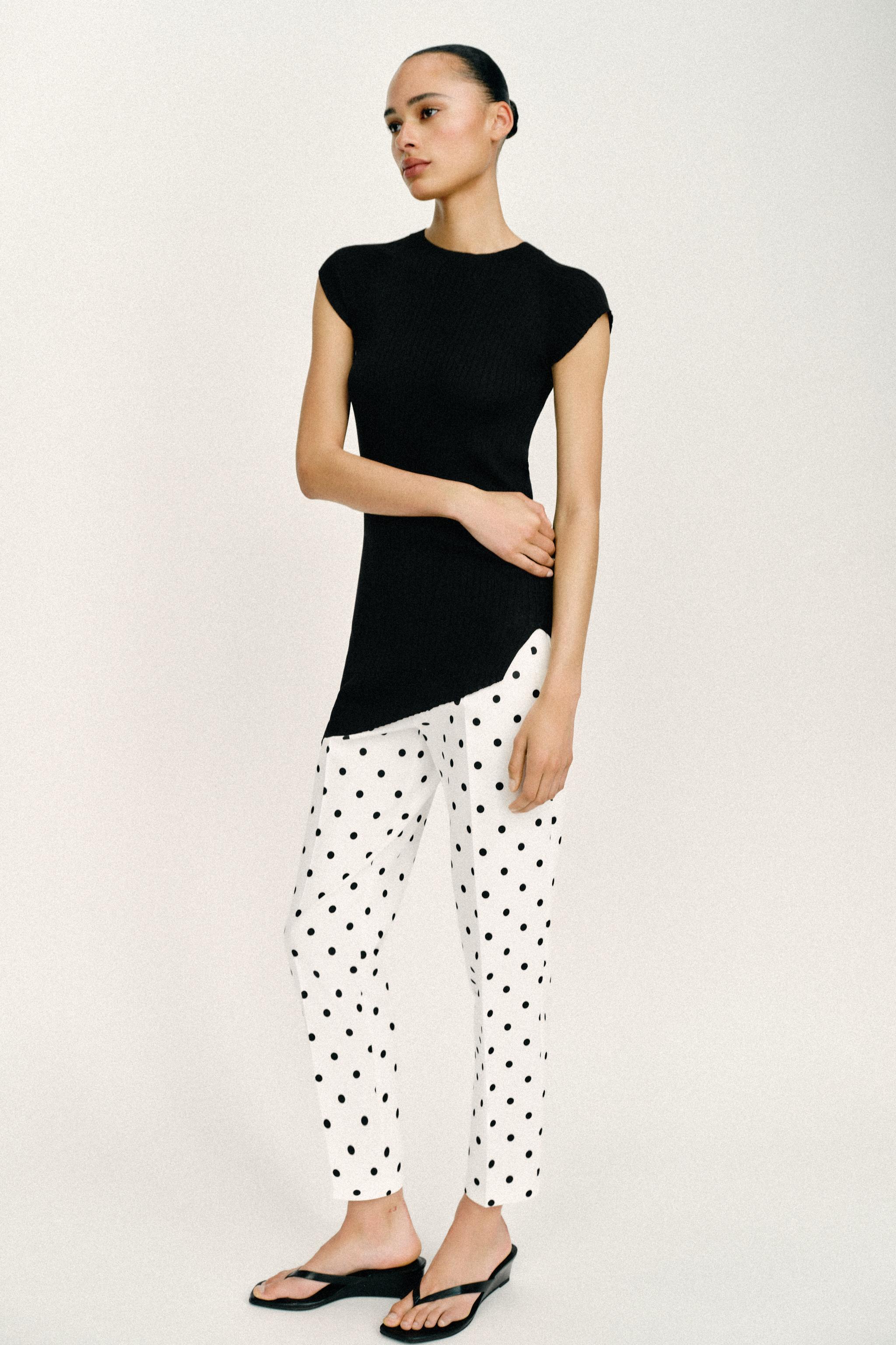 Женские брюки Zara HIGH-WAISTED POLKA DOT PANTS — фото 7