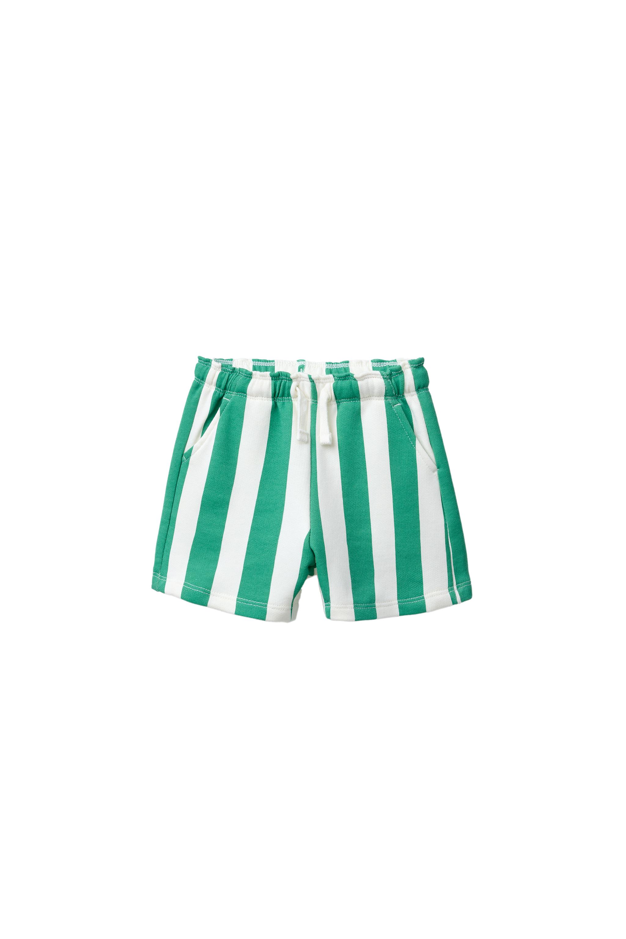STRAIGHT STRIPED PLUSH BERMUDA SHORTS - Light green | ZARA South