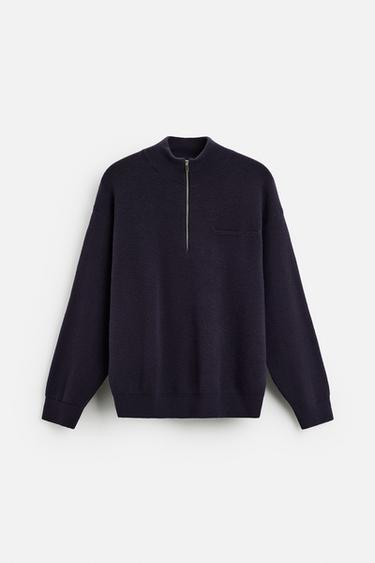 HIGH NECK QUARTER-ZIP SWEATER - Aubergine by Zara