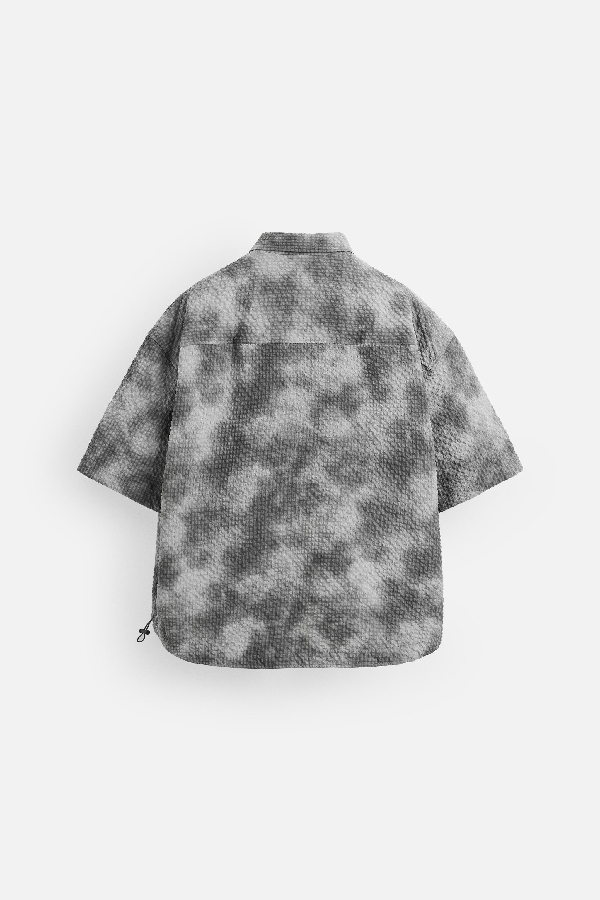 TEXTURED ABSTRACT PRINT SHIRT - Grey | ZARA Thailand