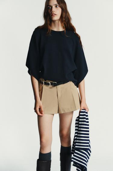 Zara BASIC KNIT SWEATER - Navy blue