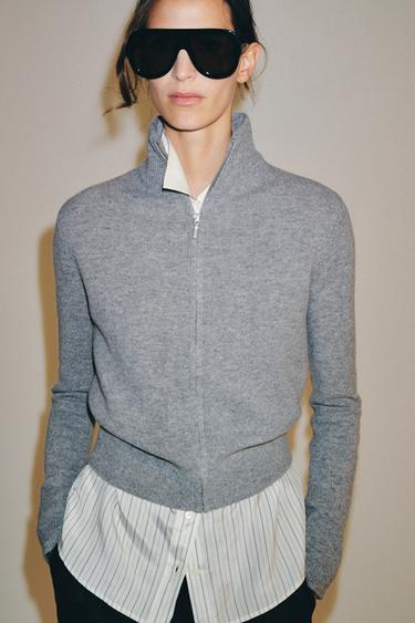 100% WOOL ZIP-UP JACKET - Grey by Zara