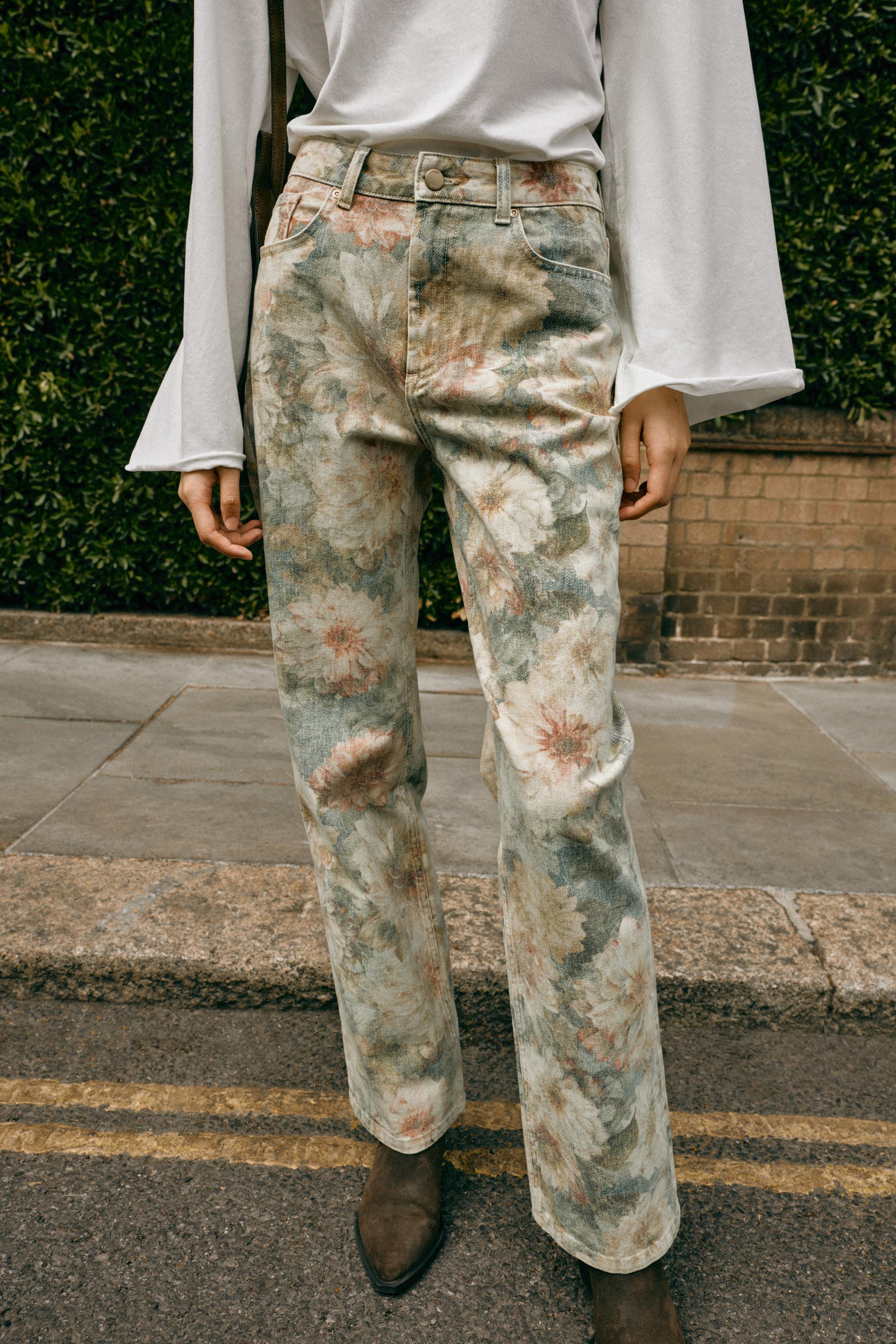 Z1975 MID-RISE STRAIGHT FLORAL PRINT JEANS — Printed
