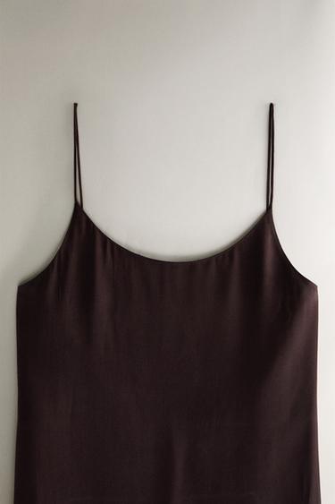 CHEMISE DE NUIT SOIE GRISE - Marron foncé de Zara - Image 1