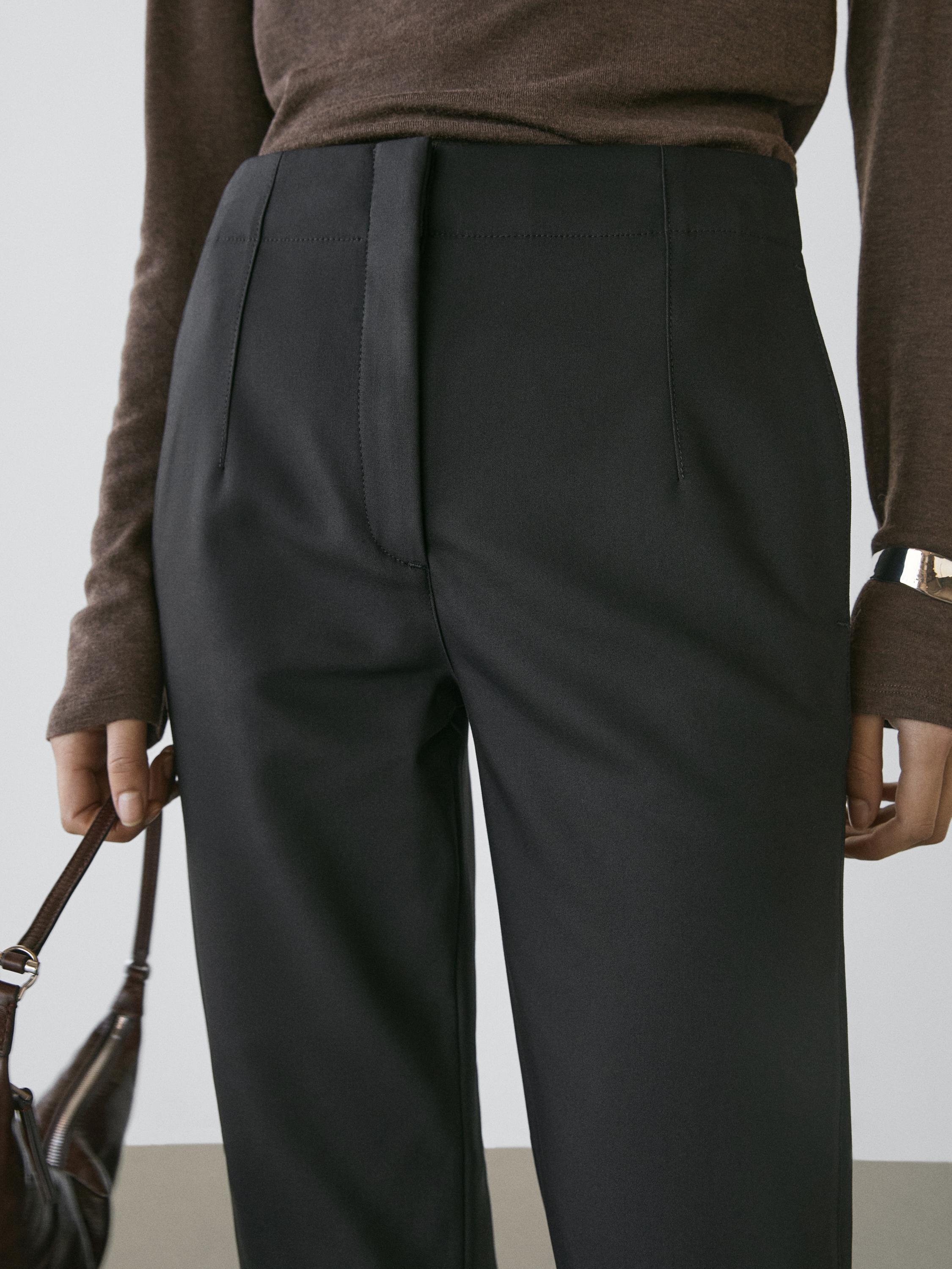 Technical cotton blend trousers