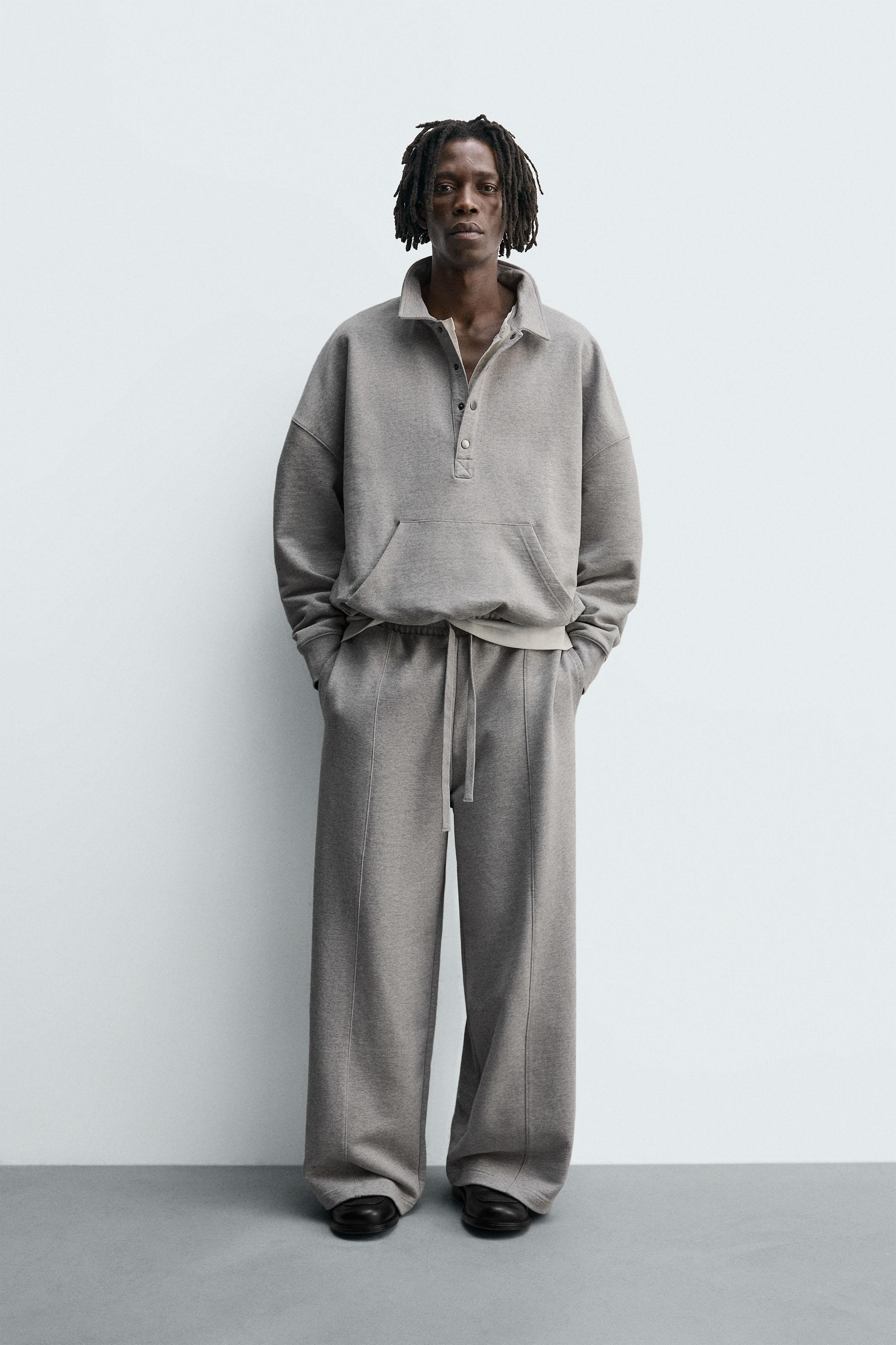 WIDE-LEG TROUSERS WITH SEAM DETAIL - Grey marl | ZARA South Africa