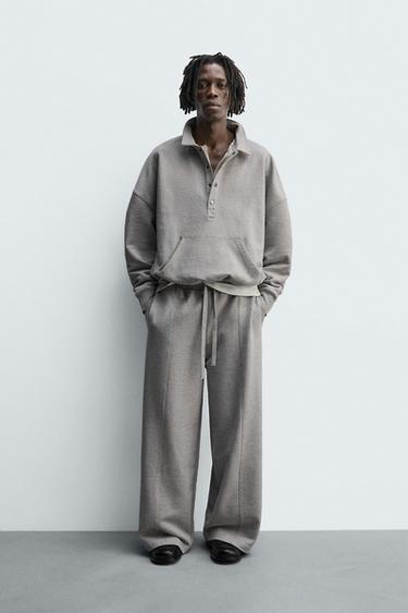 PANTALÓN WIDE FIT COSTURAS - Gris vigoré de Zara - Imagen 0