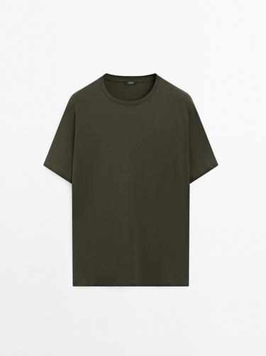 Camiseta 100% algodón mercerizado - Khaki de Zara