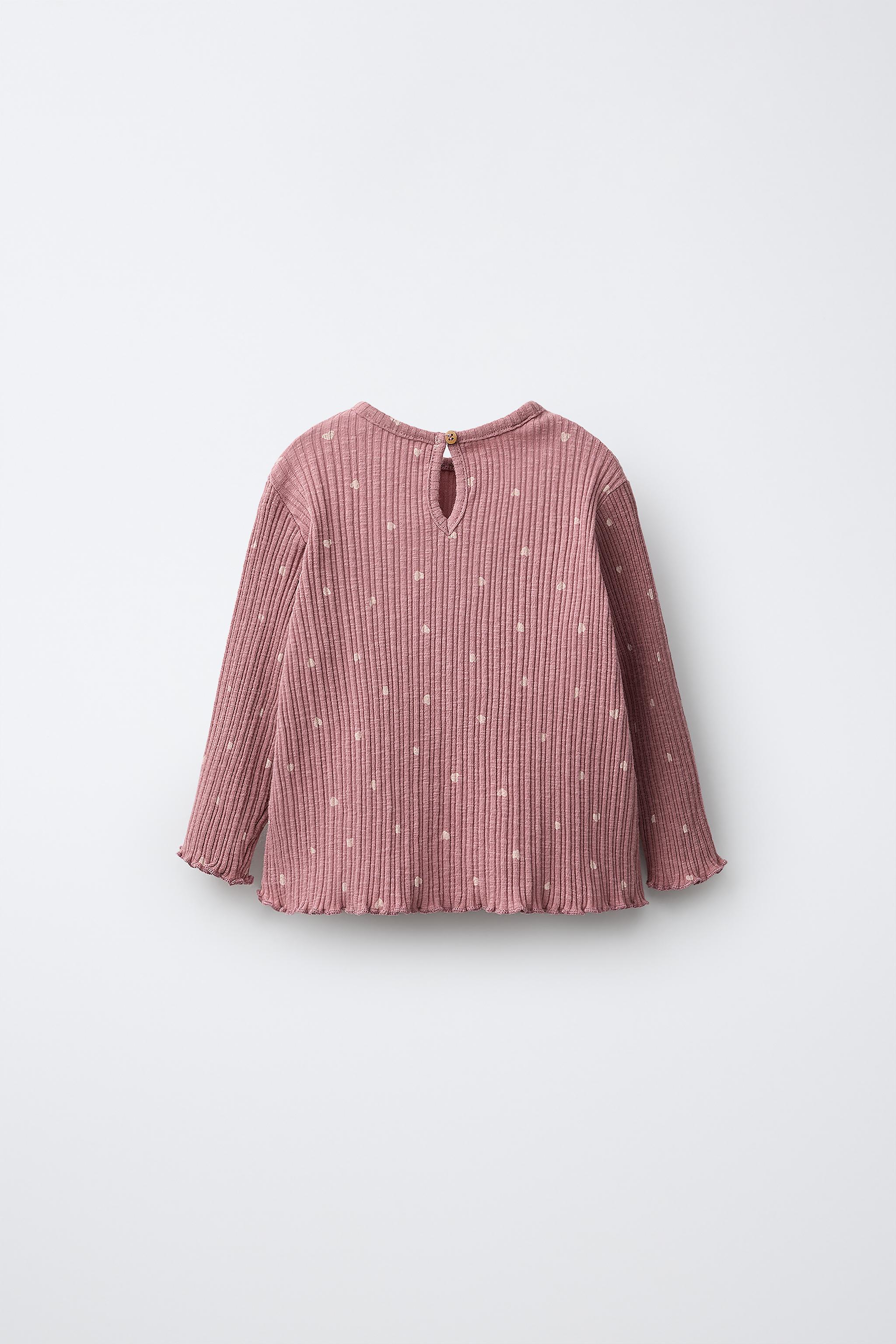 HEART PRINT TEXTURED T-SHIRT — Dark pink