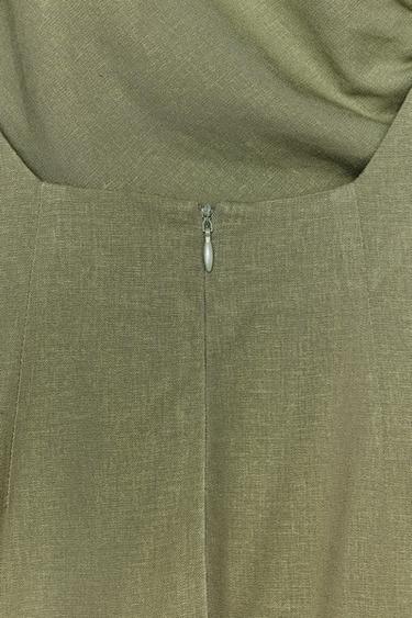 ASYMMETRIC MIDI DRESS WITH LINEN - mid khaki by Zara