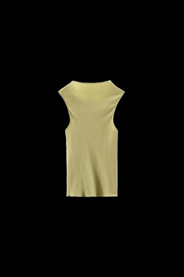 POINTELLE TOP WITH SATIN BOW - Light green by Zara