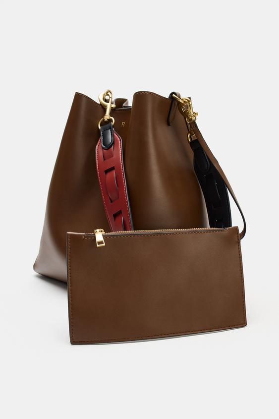 BUCKET BAG WITH HANDLE DETAIL - Dark tan by Zara - Image 6