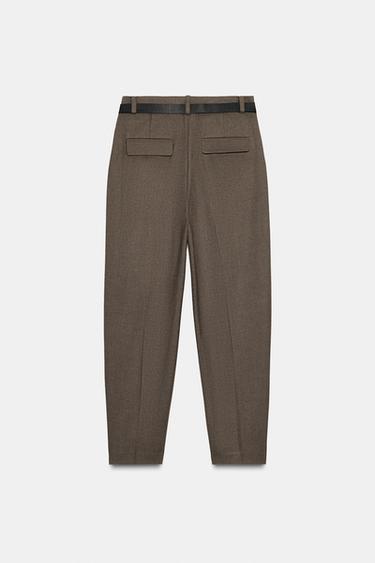 DARTED TROUSERS WITH BELT - Mink by Zara - Image 7