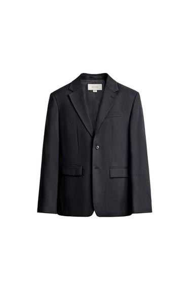 Zara 100% WOOL REGULAR FIT SUIT BLAZER - Dark navy