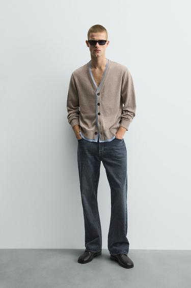 CARDIGAN WITH CONTRAST TRIMS - Beige by Zara - Image 0