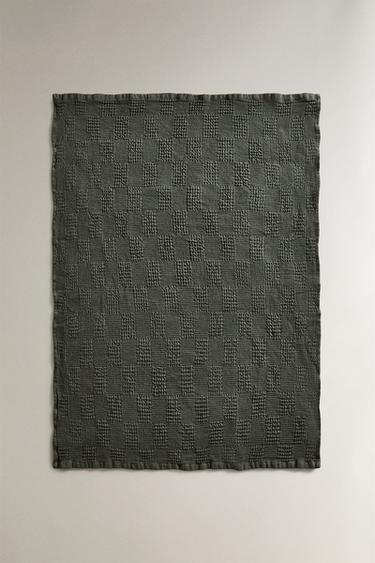 WAFFLE-KNIT TEA TOWEL - Green by Zara