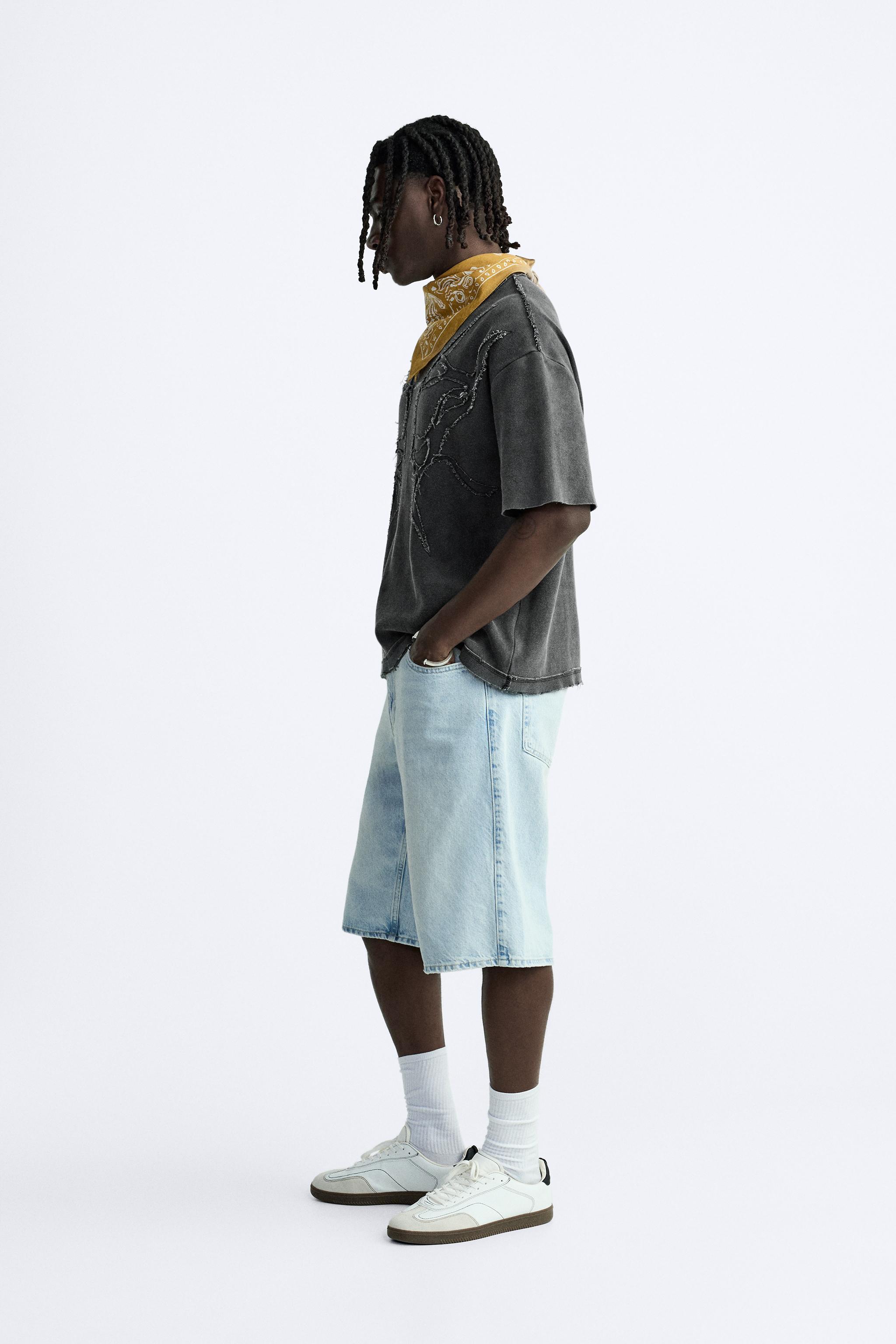 BAGGY FIT DENIM BERMUDA SHORTS - Black | ZARA Australia