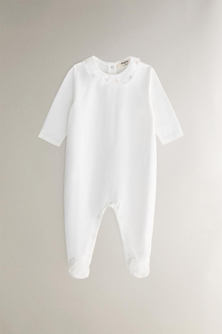 TUTINA NEONATO RICAMATA CON FIORI Bianco sporco ZARA Italia