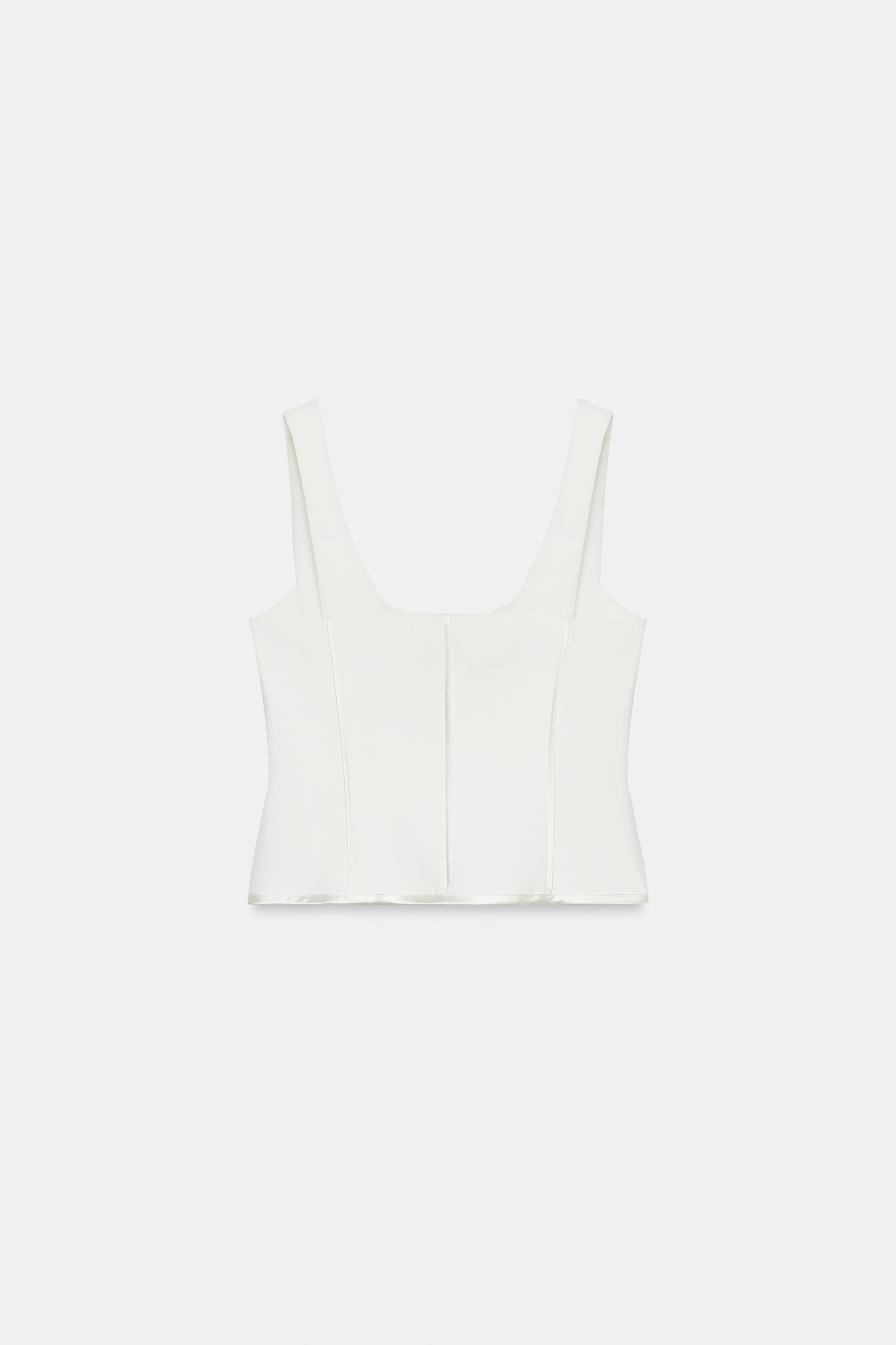 SATIN TRIM BUSTIER TOP