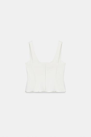 TOP BUSTIER LISERÉS SATINÉS - Blanc cassé de Zara - Image 7