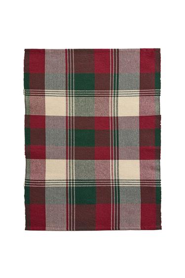 Zara CHRISTMAS CHECK COTTON PLACEMAT (PACK OF 2) - 紅色