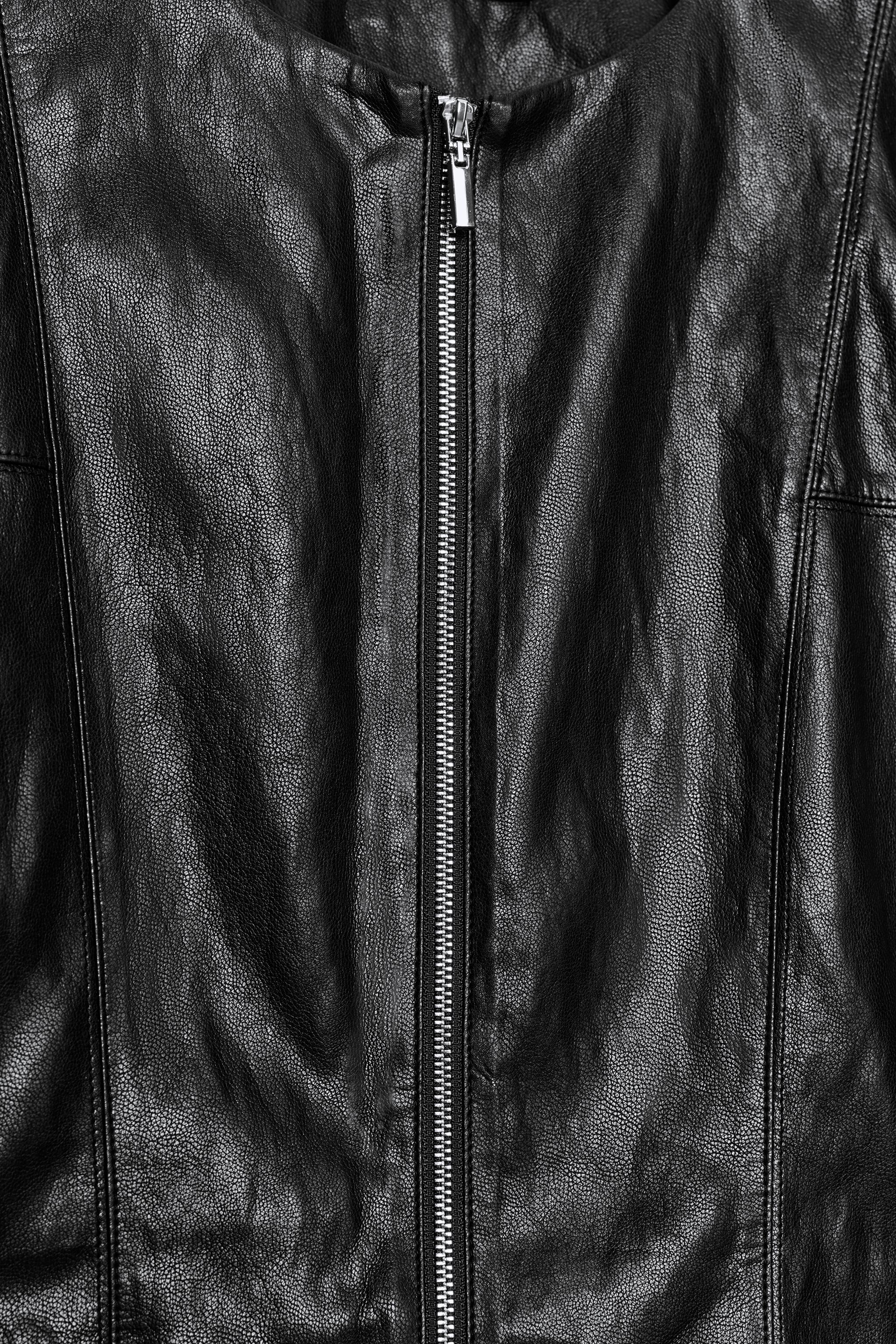 FAUX LEATHER ZIP-UP TOP