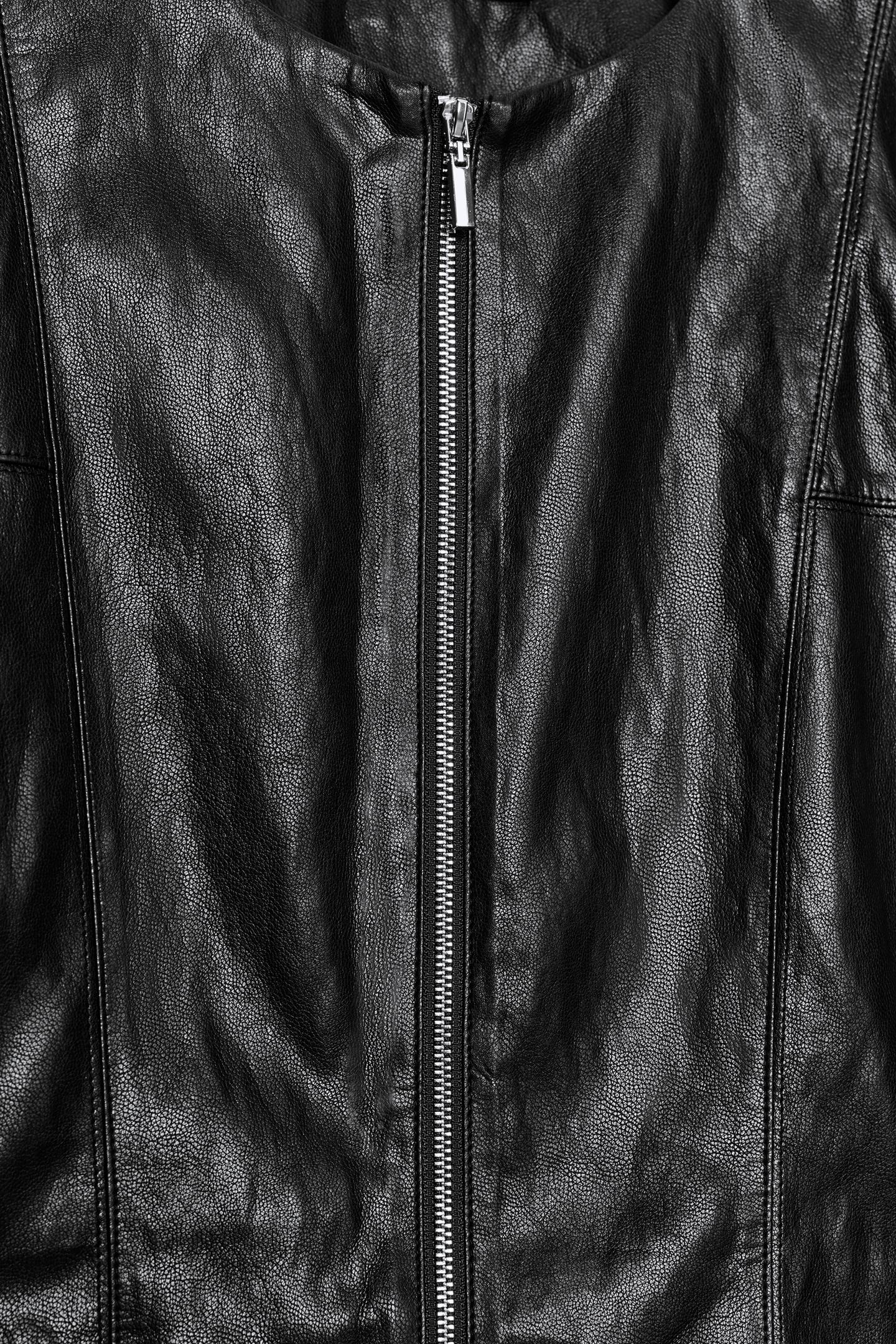 Женский топ Zara Faux Leather Zip-Up, цвет: Чёрный — фото 7