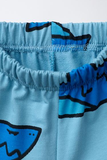 SHARK PRINT JOGGING T-SHIRT AND BERMUDA SHORTS SET - Blue / Indigo by Zara - Image 3