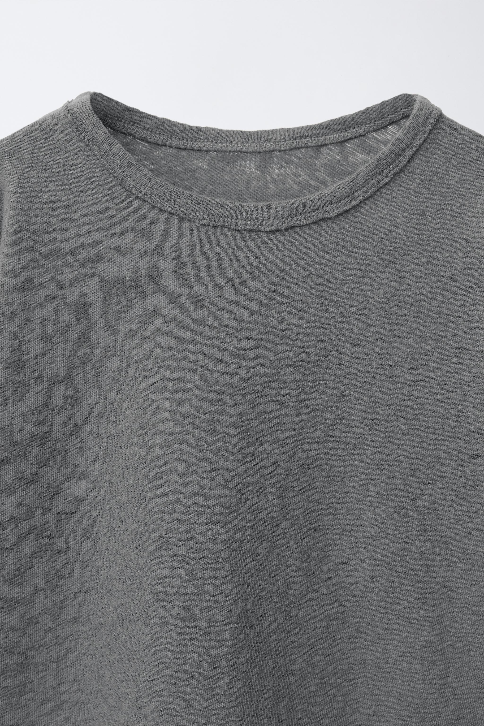 T-SHIRT UNI EN LIN ET COTON