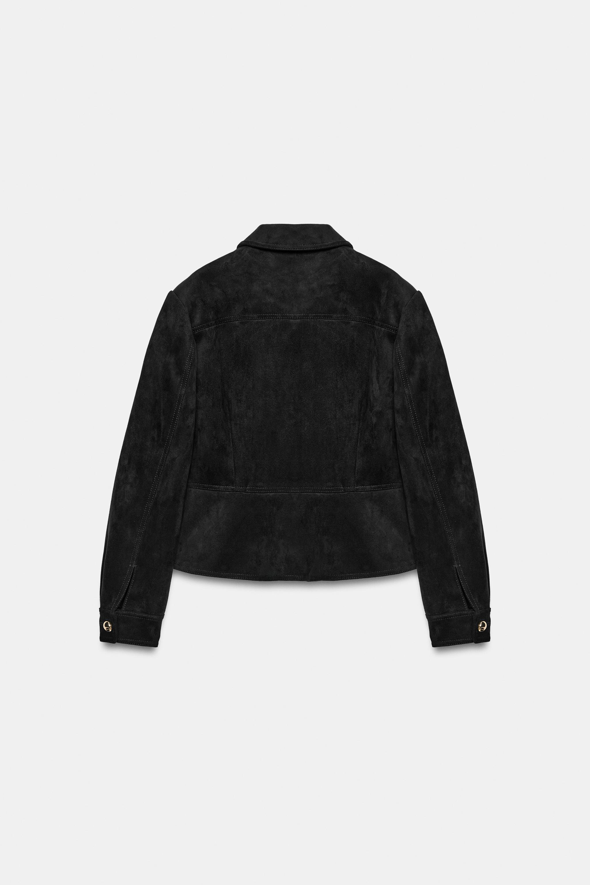 Женские куртки Zara FAUX SUEDE JACKET WITH SHOULDER PADS — фото 7