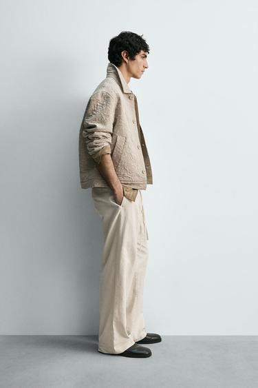 JACQUARD FLORAL JACKET - Pearl grey by Zara - Image 3