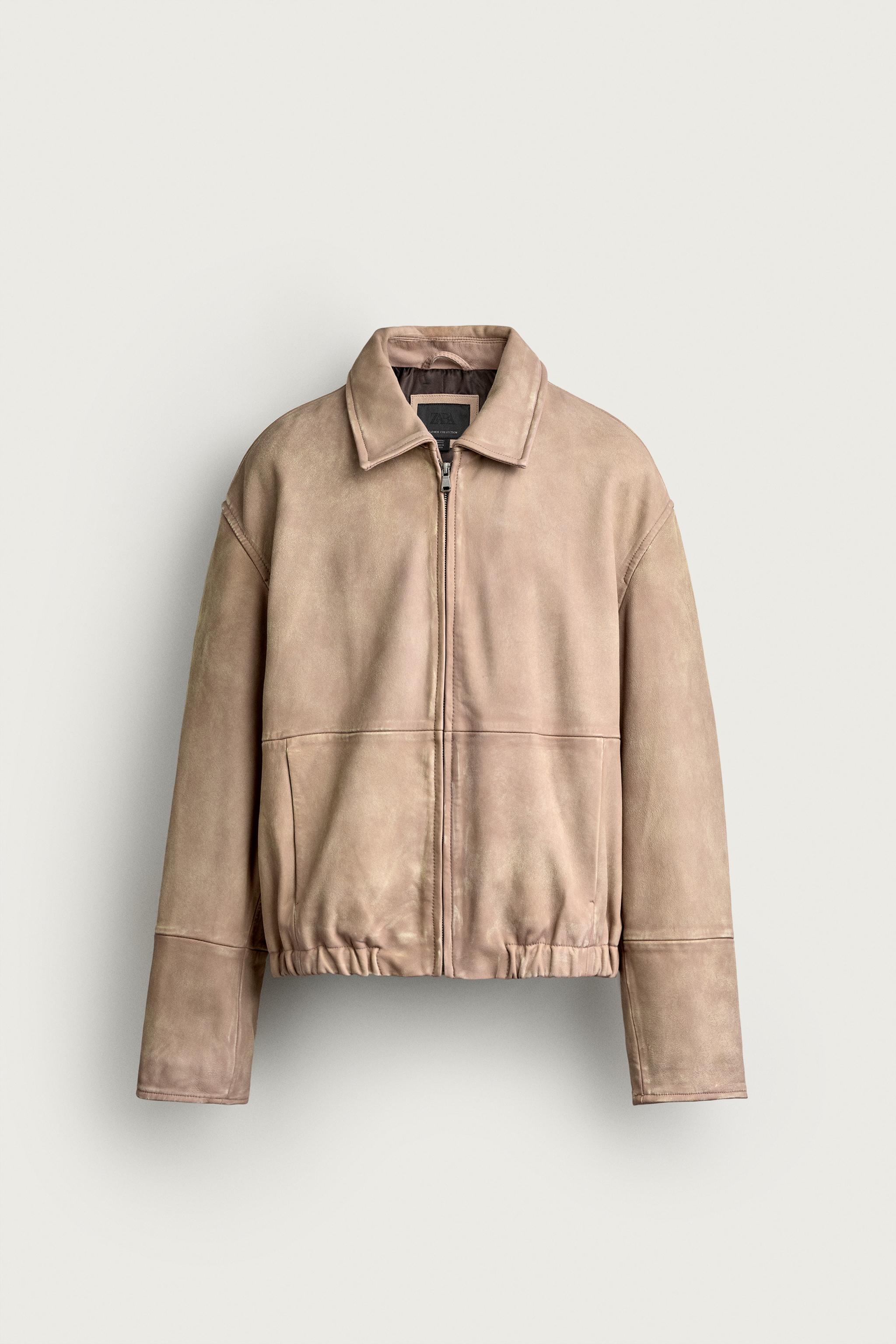 WASHED EFFECT LEATHER JACKET - Chalk pink | ZARA United States