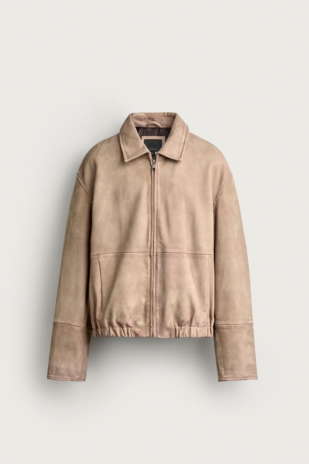 FADED-EFFECT LEATHER JACKET