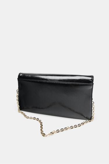 SHINY MINI ENVELOPE CROSSBODY BAG - Black by Zara