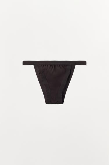SILK BLEND BRIEFS WITH ELASTICATED TRIMS - Dark brown by Zara
