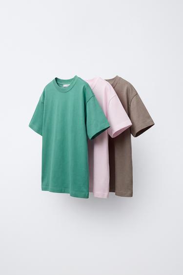 PACK DE TRÊS T-SHIRTS LISAS - Cinzento da Zara - Imagem 0