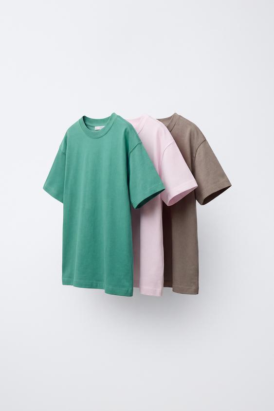 PACK TRES CAMISETAS LISAS - Gris de Zara - Imagen 0