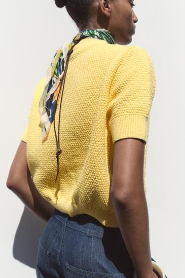 STAR BUTTON CARDIGAN - Yellow by Zara - Image 3