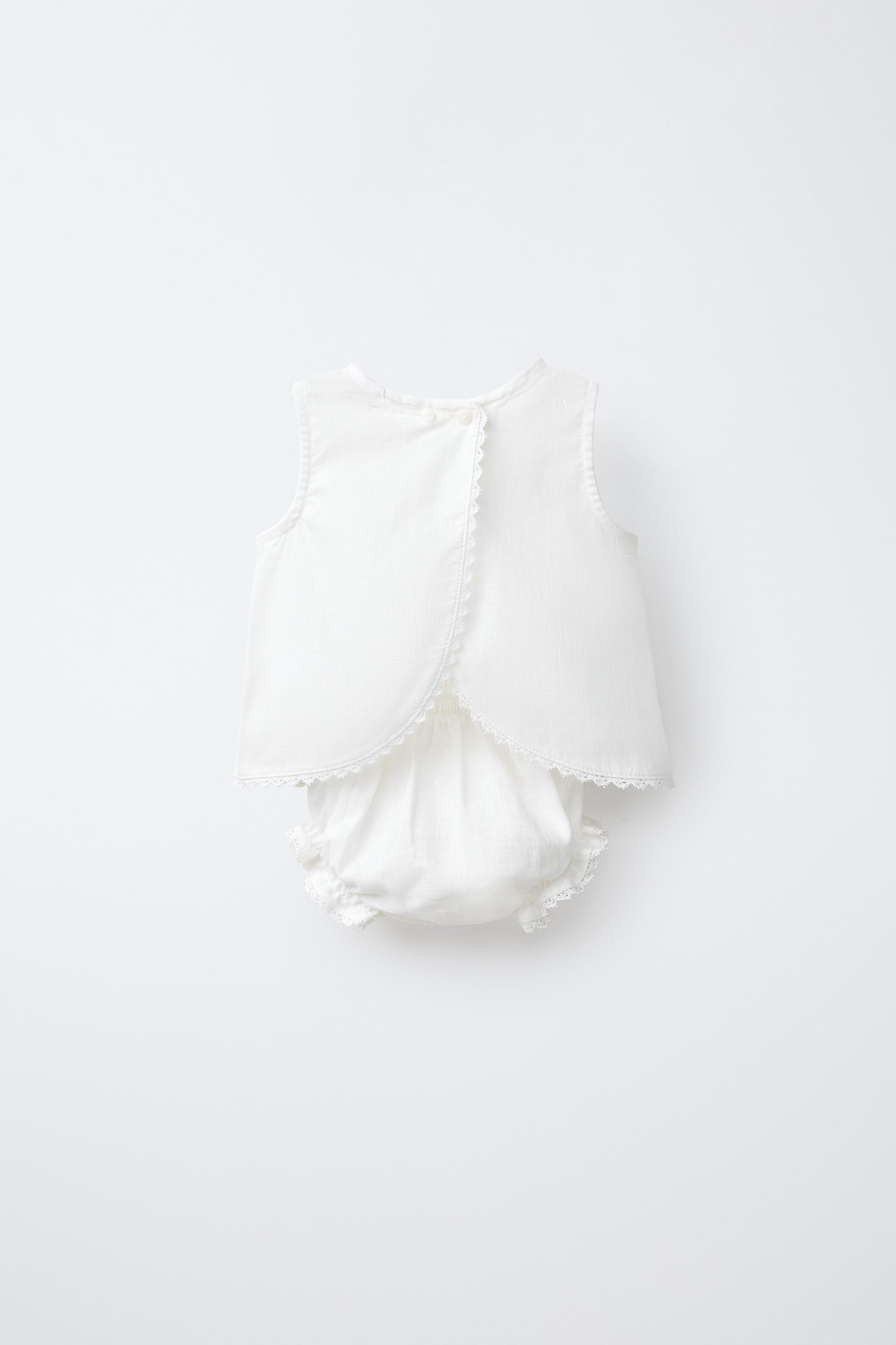 LINEN AND COTTON LACE BLOUSE BLOOMER SET