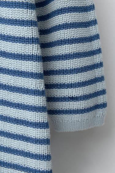 STRIPED KNIT JUMPSUIT WITH EMBROIDERED TEXT - Light blue by Zara - Image 3