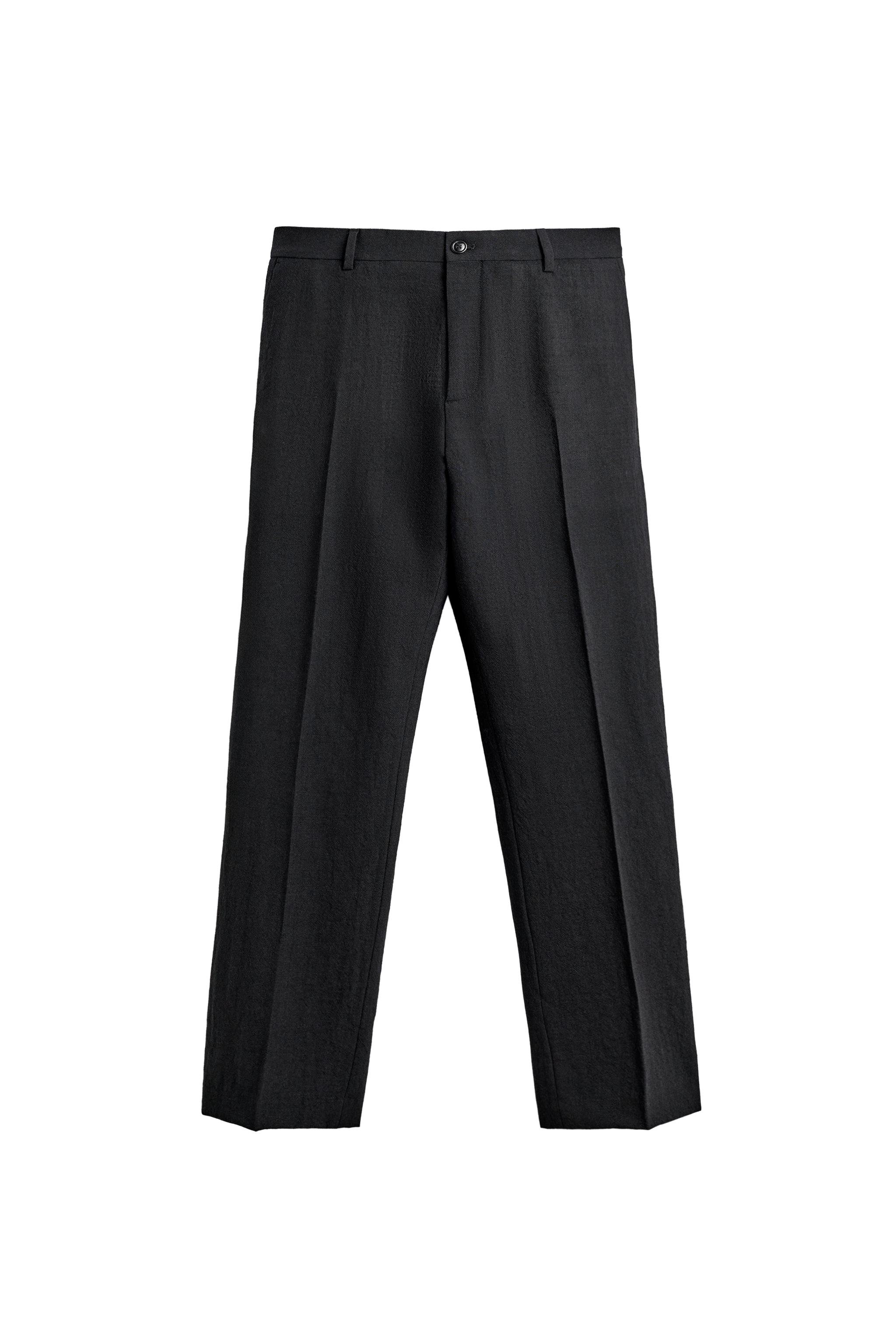 TEXTURED 100% WOOL SUIT PANTS