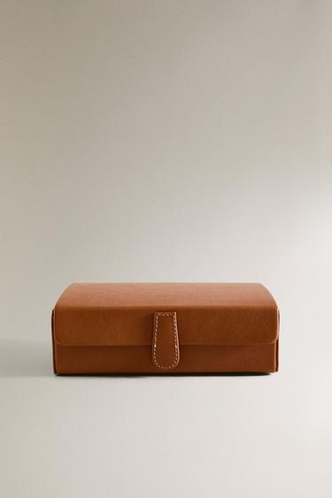 SMALL LEATHER TOILETRY BAG WITH COMPARTMENTS - Mid-camel by Zara - Image 0