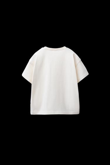 Zara BASIC EMBROIDERED HEART T-SHIRT - Ecru