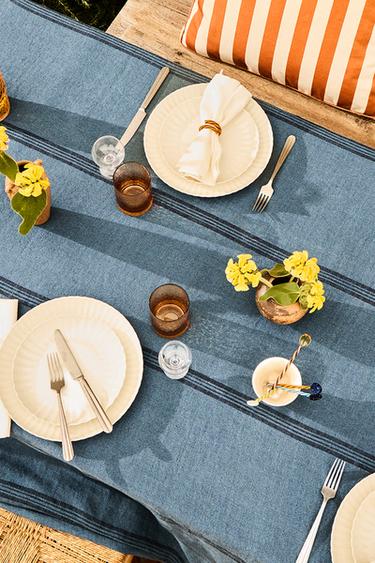 COLOURED HEAVY-LINEN TABLECLOTH - Blue by Zara