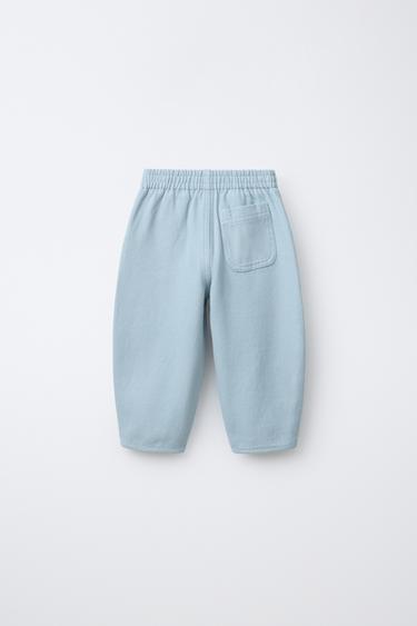 Zara ŠIROKE PANTALONE MREŽASTE TEKSTURE – Plava