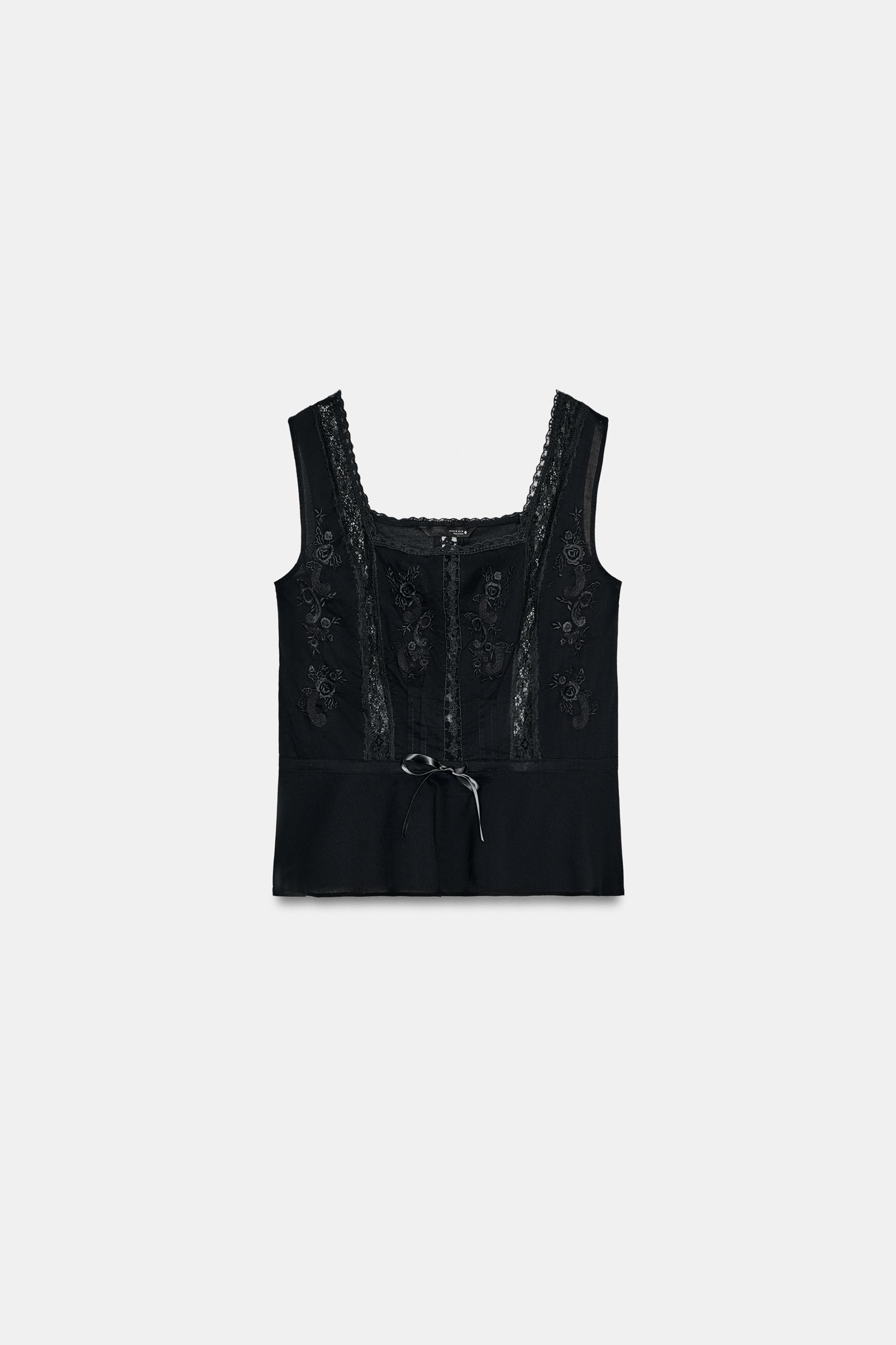 トップス S.F TOP ESTILO LINGERIE ZW COLLECTION - Preto | ZARA Brasil