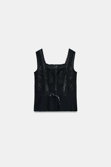 TOP ESTILO LINGERIE ZW COLLECTION - Preto da Zara - Imagem 0