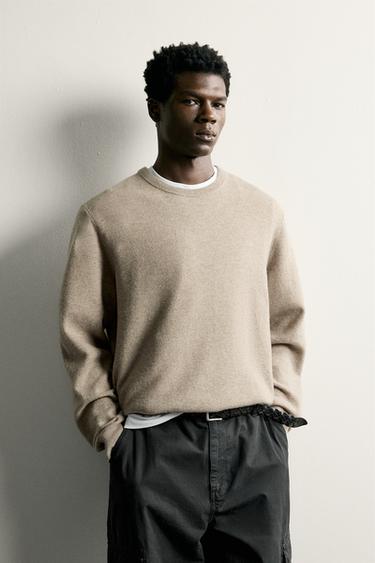 RELAXED FIT WOOL BLEND JUMPER - Beige by Zara
